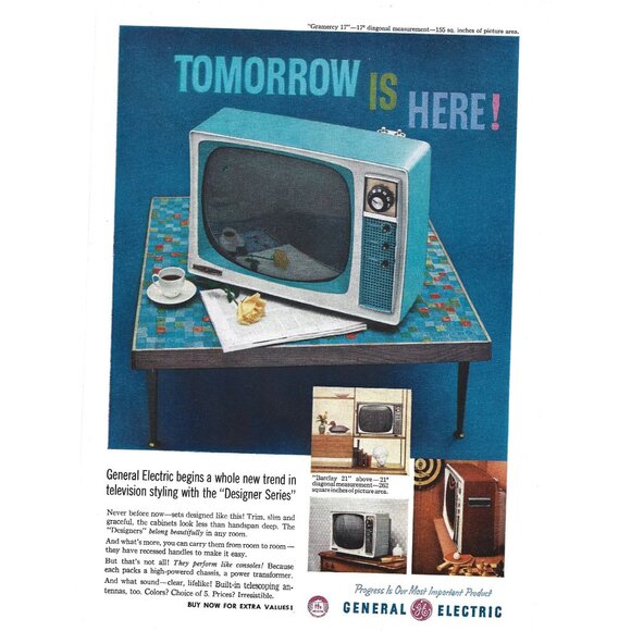Vintage 1958 General Electric Tomorrow Is Here MOD Print Ad Mid Century Modern - Picture 1 of 2